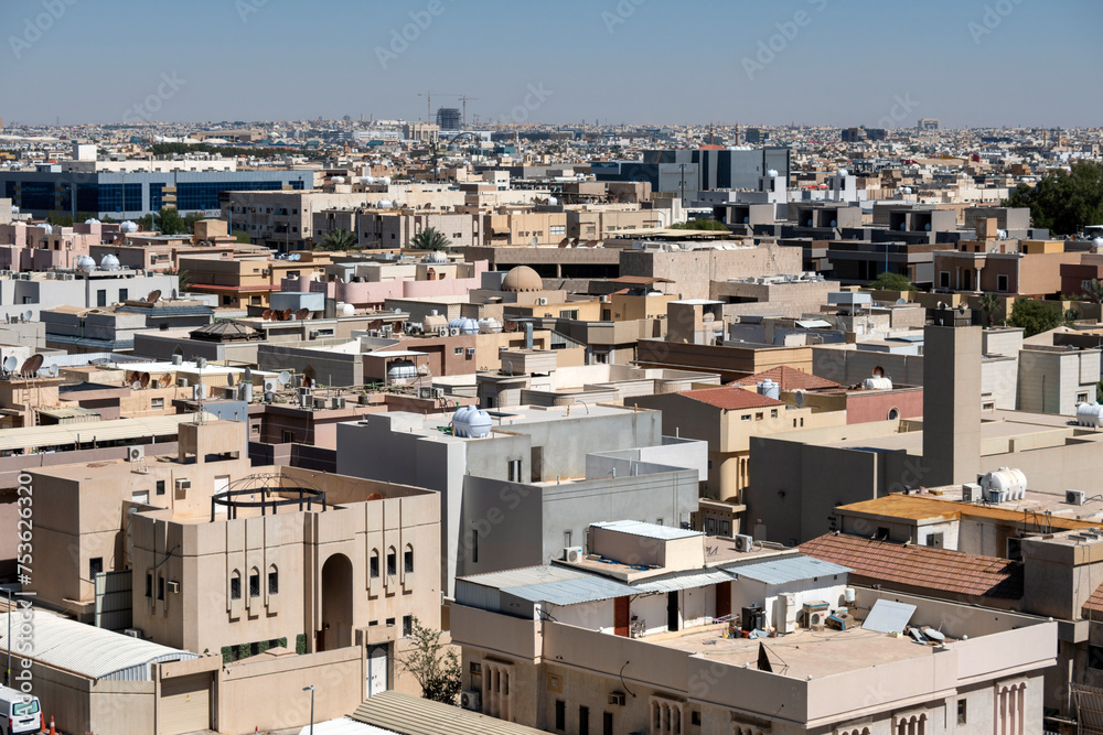 Riyadh, Saudi Arabia - March 01, 2024: An aerial photo of the city of Riyadh