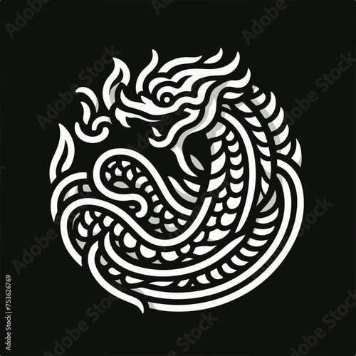 King Naga big snake thai art graphic vector logo icon sticker tattoo.