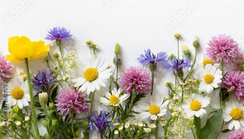 dainty wildflowers as a frame border isolated with copyspace