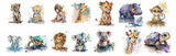 Adorable Watercolor Collection of Baby Animals: Elephants, Monkeys, Lions, and More for Nursery Decor or Children’s Books