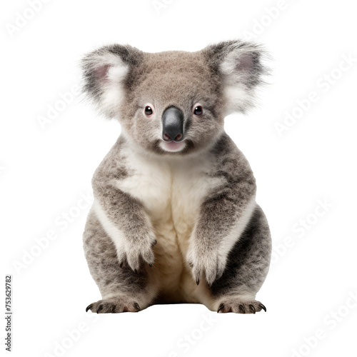cute koala looking isolated on white.