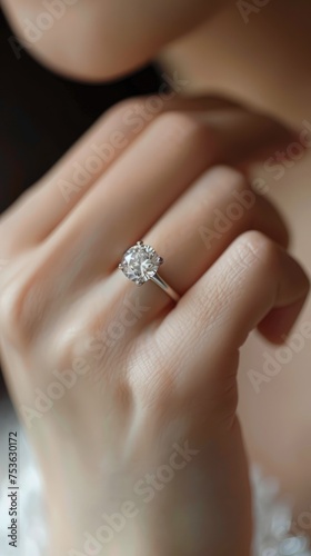stunning diamond engagement ring on a gorgeous woman's ring finger © Andrus Ciprian