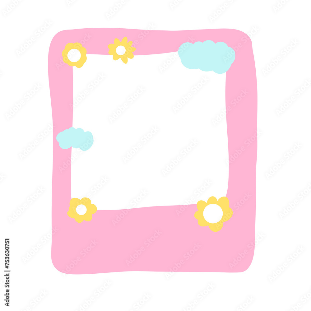frame with flowers in pink