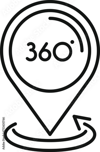 360 degree location icon outline vector. Control digital. Concert online art