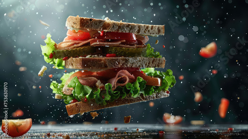 Action shot of a club sandwich