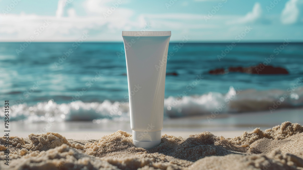 Environmental Awareness: Empty Tube on Pristine Beach
Environmental Awareness: Empty Tube on Pristine Beach