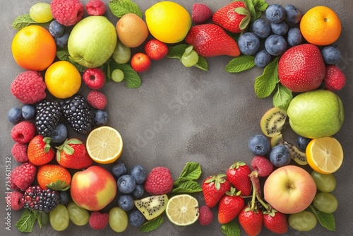 Healthful mix Fresh and diverse array of fruits and berries