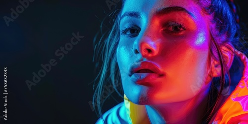 female, athlete in uniform, neon light © Andrus Ciprian