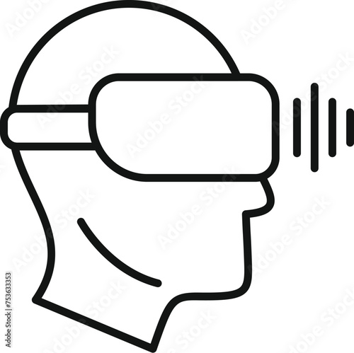 Vr headset virtual tour icon outline vector. Art control digital. Walk real footage