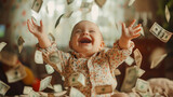 Smiling Baby with Cash: Childhood and Wealth
