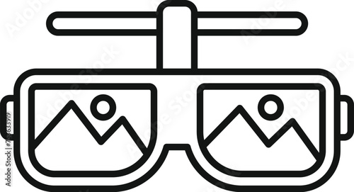 Vr googles icon outline vector. Minimal control design. App museum camera
