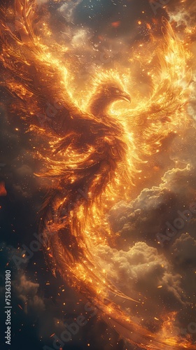 portrait of fiery phoenix