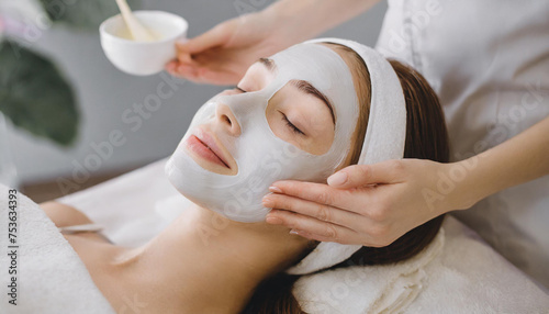 woman receiving mask in beauty wellness salon  self love