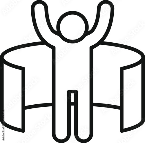 Happy virtual tour icon outline vector. Control digital art. Cloud walk footage
