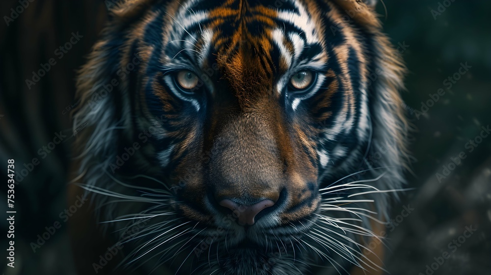 a cinematic and Dramatic portrait image for tiger