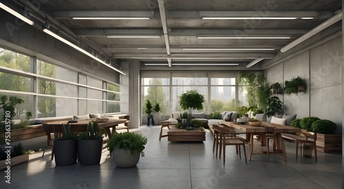 room with chairs Fragment of white modern building façade decorated with green plants. Modern urban landscaping details