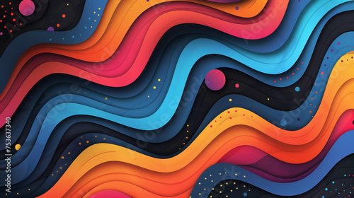 Colorful abstract background, waves with papercut overlap layers