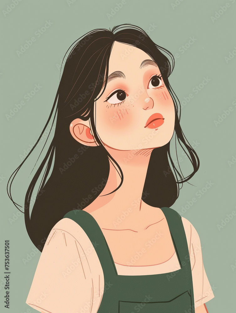 Bright Future: Hand-Painted Chinese Girl with a Modern Touch