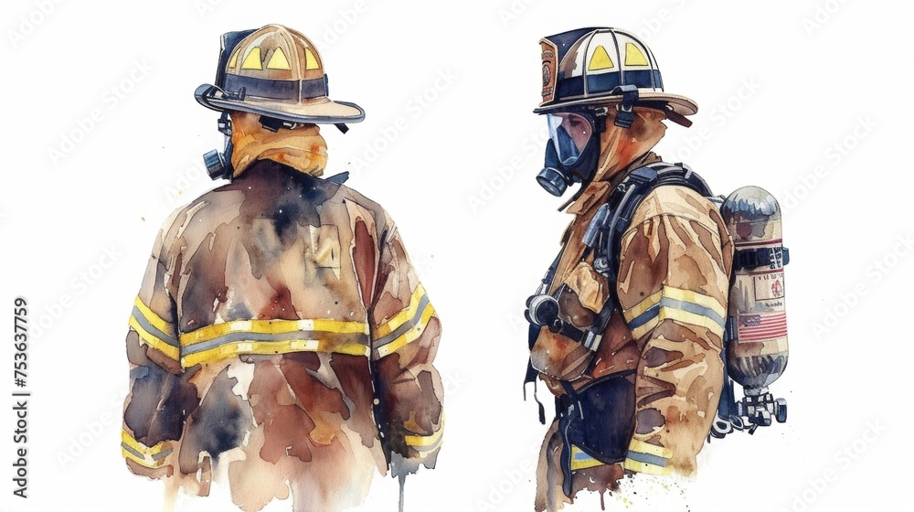 Fototapeta premium Vector illustration of firefighters