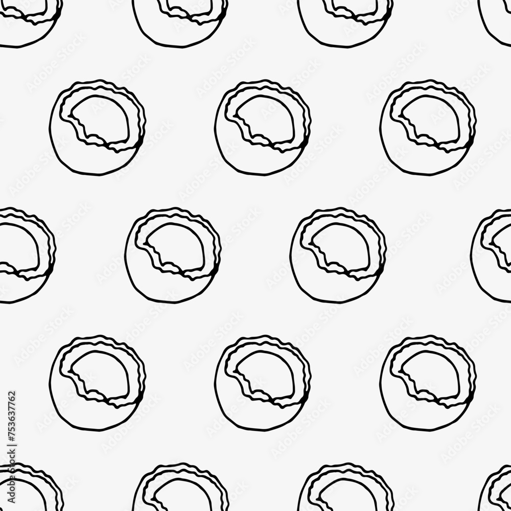 Obraz premium Seamless pattern with coconuts. Contour drawing vector illustration. Perfect for wallpapers, wrapping papers, restaurant menu, web page background, textile 