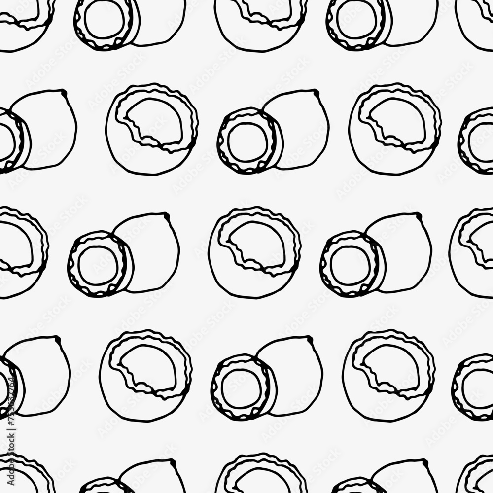 Seamless pattern with coconuts. Contour drawing vector illustration. Perfect for wallpapers, wrapping papers, restaurant menu, web page background, textile Seamless pattern with coconuts. Contour drawing vector illustration. Perfect for wallpapers, wrapping papers, restaurant menu, web page background, textile