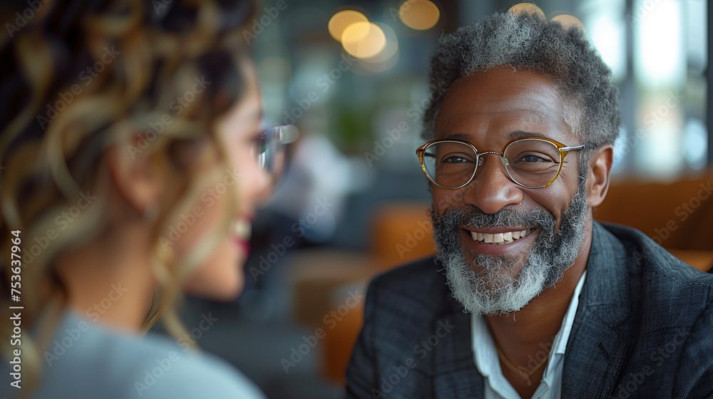 smiling businesspeople client discussing business in office space smiling businesspeople client discussing business in office space