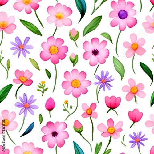 Wallpaper Mural seamless pattern with pink flowers, Generative AI Torontodigital.ca