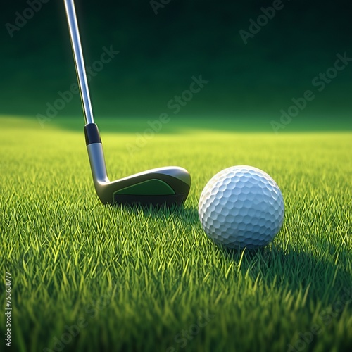 Tee off anticipation Golf ball poised on green grass, awaiting strike For Social Media Post Size