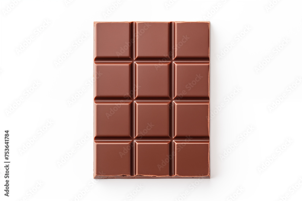 Chocolate bar isolated on white background, top view Chocolate bar isolated on white background, top view
