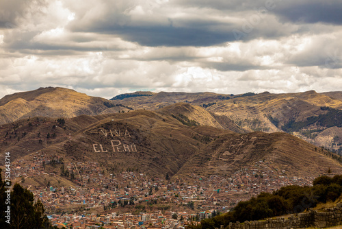 Viva el Peru on foothills in Cusco photo