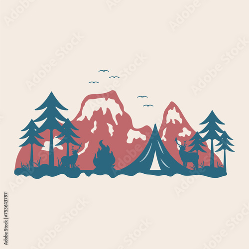 logo design graphic adventure mountain outdoor retro vintage sticker apparel template simple concept illustration