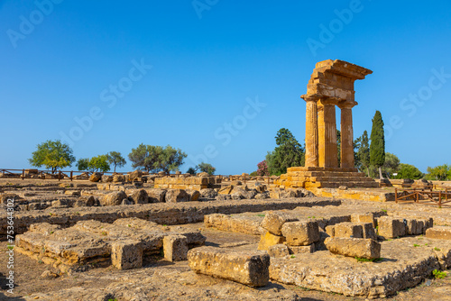 Temple of Castor and Pollux, Valle dei Templi (Valley of Temples), UNESCO World Heritage Site, Hellenic architecture, Agrigento, Sicily, Italy photo