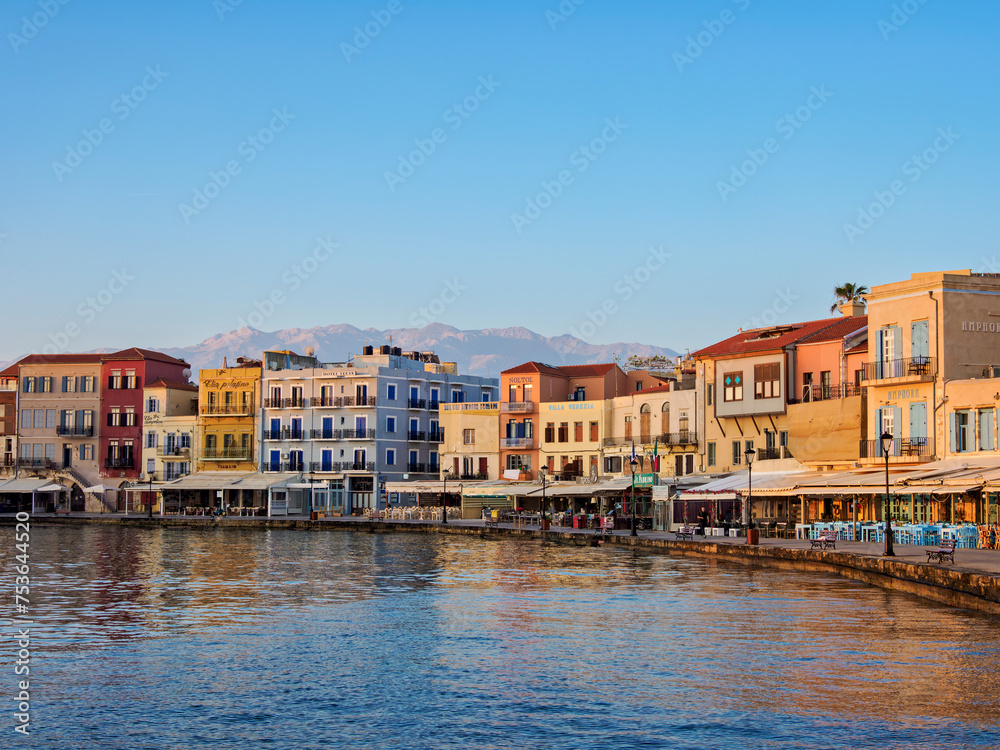 Old Town Waterfront at sunrise, City of Chania, Crete Old Town Waterfront at sunrise, City of Chania, Crete