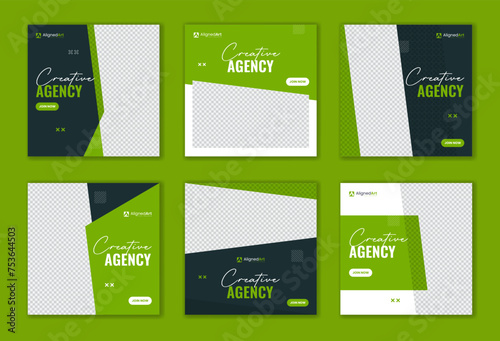 Green Corporate creative agency social media post, Set of business square carousel design for business purpose