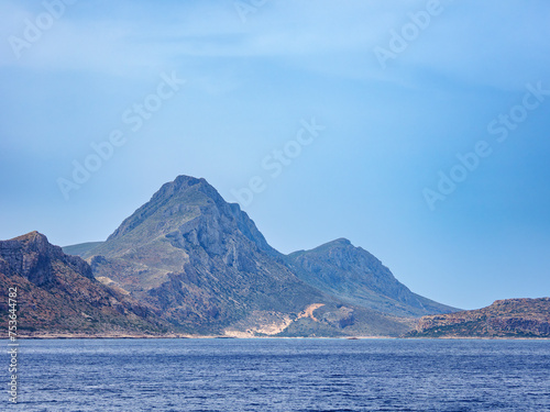 View towards the Balos Lagoon, Gramvousa Peninsula, Chania Region, Crete photo