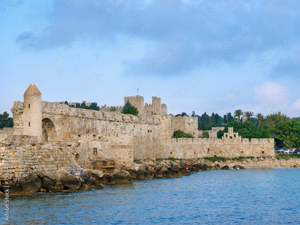 Defensive Wall of the Medieval Old Town, UNESCO World Heritage Site, Rhodes City, Rhodes Island, Dodecanese Defensive Wall of the Medieval Old Town, UNESCO World Heritage Site, Rhodes City, Rhodes Island, Dodecanese