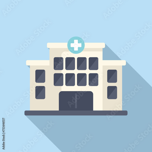 Hospital building icon flat vector. Scan machine person. Radiology scan