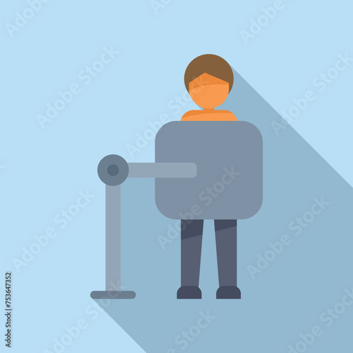 Man examination person icon flat vector. Operating client. Thorax beam