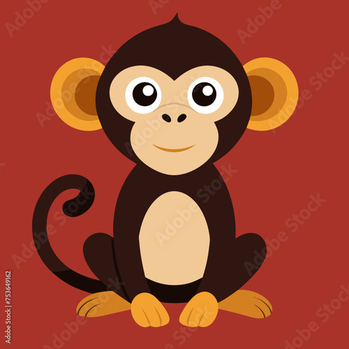 Monkey ape baboon chimpanzee pet vector illustration draw cartoon. pretty cute