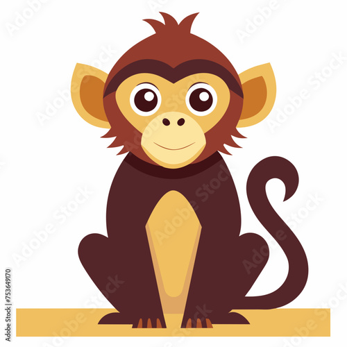 Monkey ape baboon chimpanzee pet vector illustration draw cartoon. pretty cute