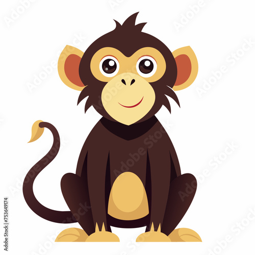 Monkey ape baboon chimpanzee pet vector illustration draw cartoon. pretty cute