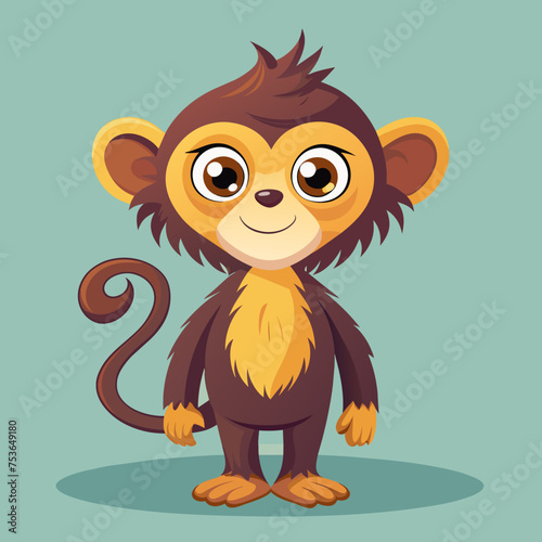 Monkey ape baboon chimpanzee pet vector illustration draw cartoon. pretty cute