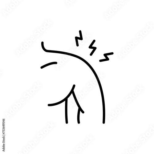 Muscle pain outline icons, minimalist vector illustration ,simple transparent graphic element .Isolated on white background