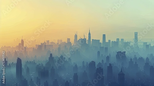 A digital illustration displaying an urban skyline with a haze overlay highlights air quality concerns in cities.