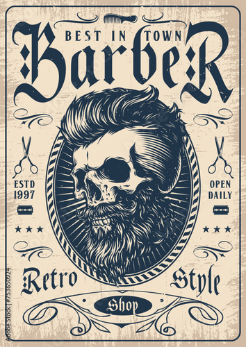 Best barber monochrome vintage poster