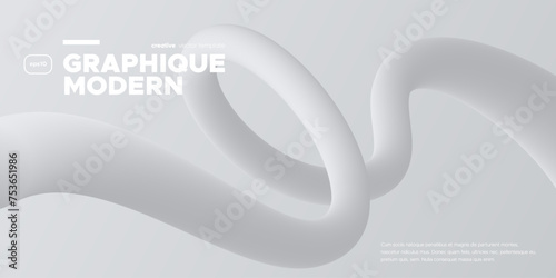 Wavy shape with monochrome gradient on white background. Vector illustration. photo
