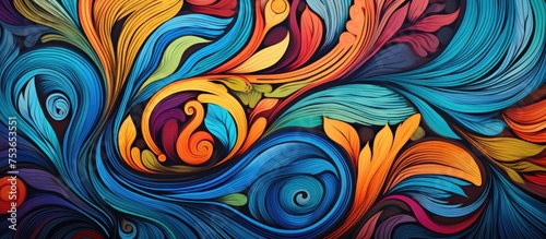 Colorful abstract hand drawn ornamental background pattern photo