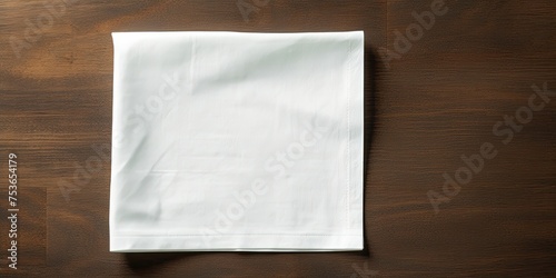 Top view of a white-backgrounded green cotton napkin