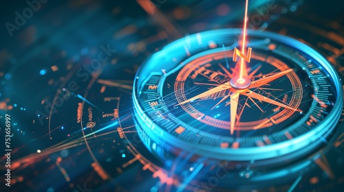 Wallpaper Mural A futuristic compass needle pointing towards the North Star of employee satisfaction, guided by the precision of AI-driven HR strategies./ Torontodigital.ca