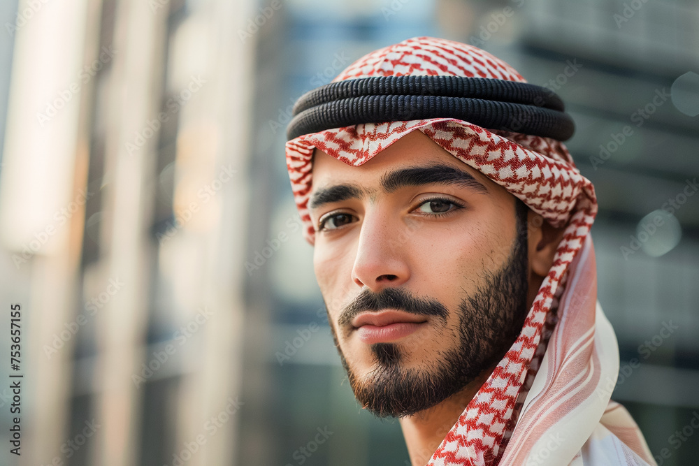 Arab businessman in the city, urban hustle, traditional attire, modern lifestyle. Arab businessman in the city, urban hustle, traditional attire, modern lifestyle.